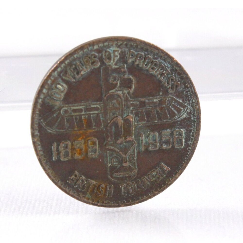 1958 Millers Jewelers Lucky centennial coin totem pole, jewelry store discount
